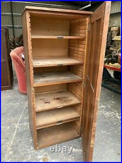 Vintage Antique Brown Wooden Cabinet Cupboard Adjustable Shelves Lockable