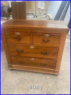 Vintage Antique Brown Wooden Chest of 4 Drawers