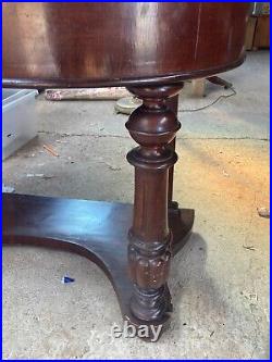 Vintage Antique Brown Wooden Hall Console Side Table with Shelf & Drawer