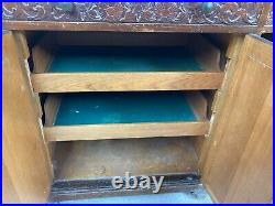 Vintage Antique Brown Wooden Sideboard Cupboards Drawers with Feet