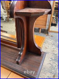 Vintage Antique Brown Wooden Tilting Table Top Vanity Mirror