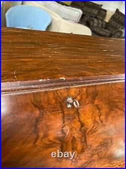 Vintage Antique Bureau Writing Desk Lockable with Key & Drawers Queen Anne Legs