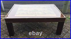 Vintage Antique Campaign Style Glass Top Brass Naval Sailing Ships Coffee Table