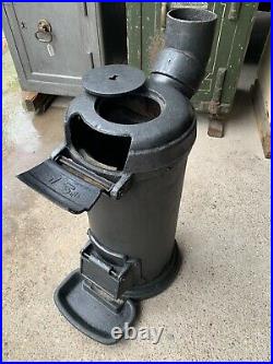 Vintage Antique Cast Iron Cylindrical stove wood Log Burner Range Fire
