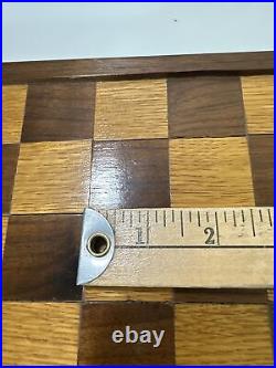 Vintage Antique Chess Checker Wood Game Board Handmade Wooden Collectible