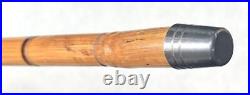 Vintage Antique Classic Bamboo Wood Brass Tip Crook Handle Walking Stick Cane