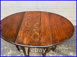 Vintage Antique Drop Leaf Oval Dining Table