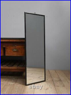 Vintage Antique Ebonised Tailors Outfitters Mirror Industrial Wall Shop