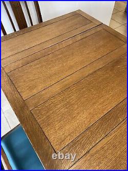 Vintage/Antique Edwardian Oak Drawer Leaf Extending Kitchen Table With 4x Chairs