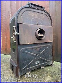 Vintage Antique French Enamel GOMA Multifuel Fire Cast Iron Stove