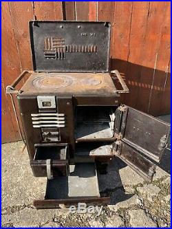 Vintage Antique French Enamel Multifuel Fire Cast Iron Range Cooking Stove