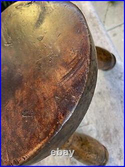 Vintage Antique French Hand Made Round Wood Milking Stool 3 Legs