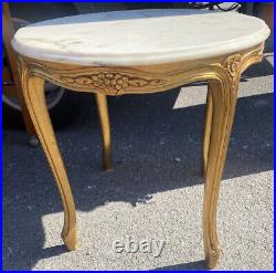 Vintage Antique French White Marble Gold Gilt Carved Wooden Coffee Lamp Table