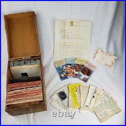 Vintage Antique Globe Wernicke Wood File Card Box Recipe Index with Old Recipes