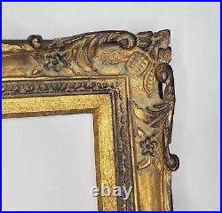 Vintage Antique Gold Gilt Wood Carved Frame Ornate Large