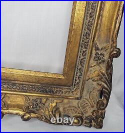 Vintage Antique Gold Gilt Wood Carved Frame Ornate Large