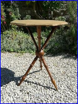 Vintage Antique Gypsy Table Boho Bobbin Style Arts and Crafts Side Table