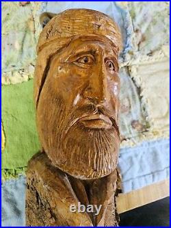 Vintage Antique Hand Carved Wood Pioneer Rustic Americana Explorer History Rare