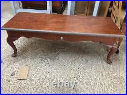 Vintage Antique Large Brown Wooden Coffee Table with Queen Anne Legs