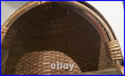 Vintage Antique Large Woven Willow Basket withWood Handle