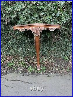 Vintage Antique Mahogany Demilune Wall Mounted Console Table