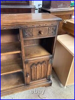 Vintage Antique Old Charm Brown Wooden Bookcase Shelving Unit Cupboard Drawers