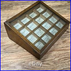 Vintage Antique PENS Old Wooden Store Display Case Glass Top Oak Wood HUNT