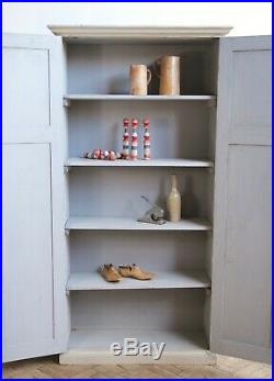 Vintage Antique Painted Linen Press Cupboard Armoire Cabinet