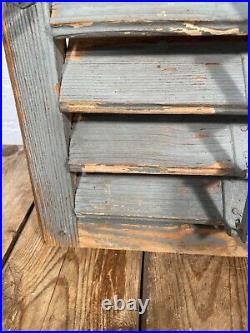 Vintage Antique Pair Grey French European Wooden Window Louvered Shutters