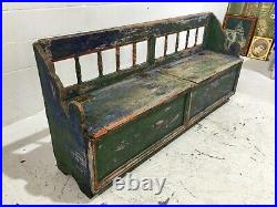 Vintage / Antique Pine Wood Storage Bench Settle