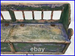 Vintage / Antique Pine Wood Storage Bench Settle