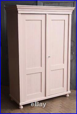 Vintage Antique Pink Painted Larder Linen Press Cupboard Armoire Cabinet