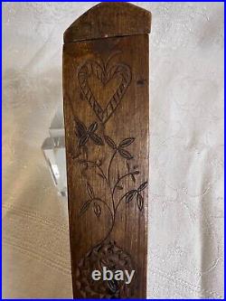 Vintage Antique Primitive Wood Hand Carved Puzzle Box Folk Art Dated Snuff