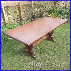Vintage Antique Reproduction Oak Refectory Dining Table 8 Seater