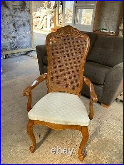 Vintage Antique Style Brown Wood Carver Dining Chair High Wicker Back Claw Feet