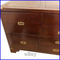 Vintage Antique Style Campaign Sideboard With Brass Corners and Handles