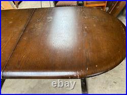 Vintage Antique Style Heavy Brown Wooden Oval Extending Rectory Dining Table