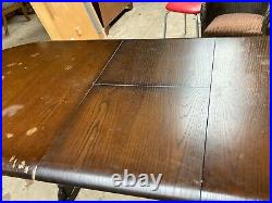 Vintage Antique Style Heavy Brown Wooden Oval Extending Rectory Dining Table