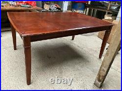 Vintage Antique Style Inni Large Brown Wood Veneer Dining Table Detachable Legs