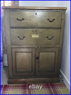 Vintage Antique Tall Cupboard Chest Of Drawers