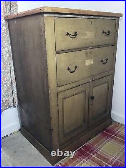Vintage Antique Tall Cupboard Chest Of Drawers
