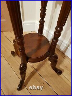 Vintage Antique Two Tier Mahogany Plant Stand Caved turned Legs. Great detail