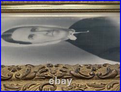 Vintage Antique Wood Gilded Framed Portrait Photo Woman 25-1/4 x 29-1/4