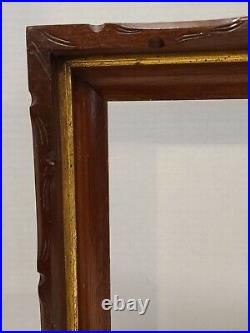 Vintage Antique Wood Gold Gilt Deep Well Picture Frame Mahogany Scroll Wooden