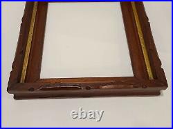 Vintage Antique Wood Gold Gilt Deep Well Picture Frame Mahogany Scroll Wooden