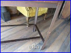 Vintage Antique Wood Metal Workbench, Kitchen island, Desk, Table with 2-Drawers