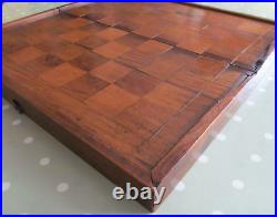 Vintage / Antique Wooden Backgammon Set With A Folding Inlaid Chess Board / Box