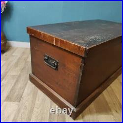 Vintage Antique Wooden Blanket Box Coffee Table Storage