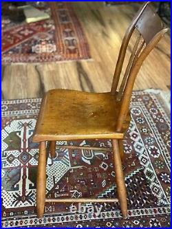 Vintage Antique Wooden Chair Primitive Wooden Comb Back Wood Carved Seat