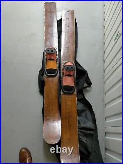 Vintage Antique Wooden Skis 170cm